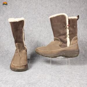 Columbia Delancey Snow Boots Brown White Mid-Calf Omni-Shield Women's Size 8